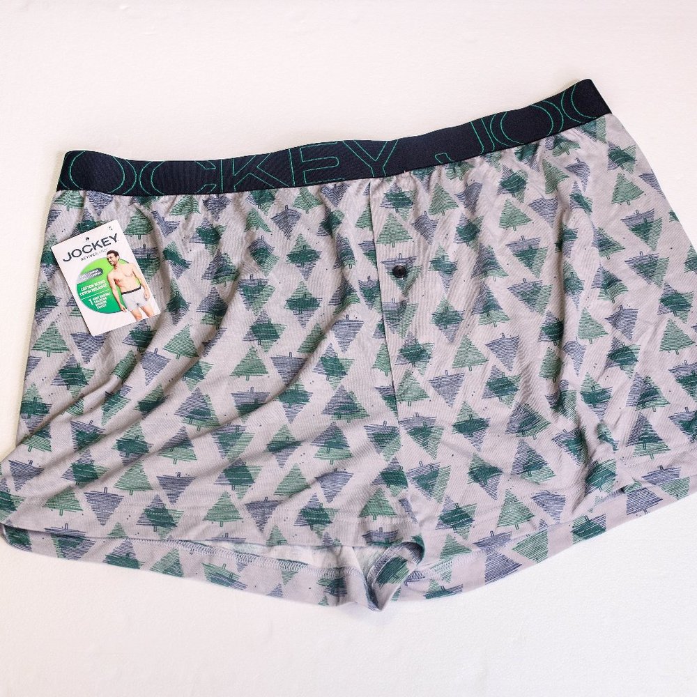 NWT Jockey Active Blend Knit Boxer - XL  EVERGREEN TREES